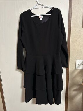 LuLaRoe Black Tiered Peplum Mini Dress - Long Sleeve